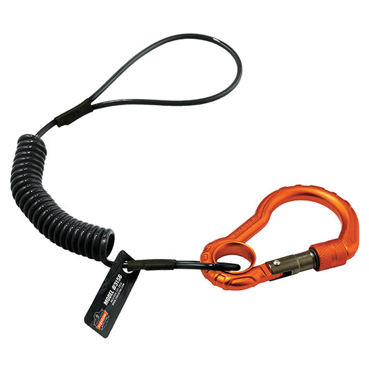 Ergodyne® Squids® 3156 Coiled Cable Lanyard, Black, 1/Each
