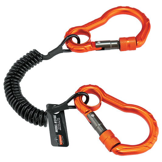 Ergodyne® Squids® 3166 Coiled Cable Lanyard, Black, 1/Each