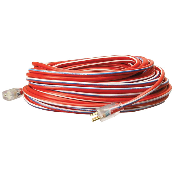 Southwire® USA Stripes™ Extension Cords w/ Lighted End, 100', Red/White/Blue, 24/Pallet