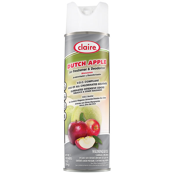Claire® Air Freshener & Deodorizer, 10 oz Aerosol, Apple, 12/Case