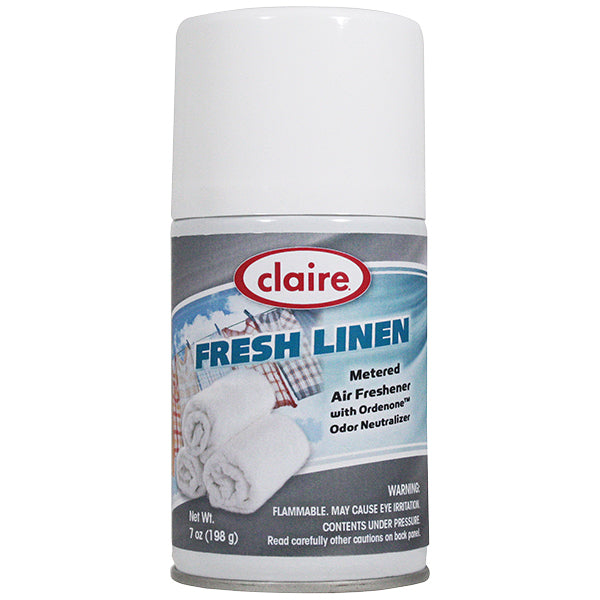 Claire® Floral Fragrant, Metered Air Freshener, 7 oz Aerosol, Fresh Linen, 12/Case
