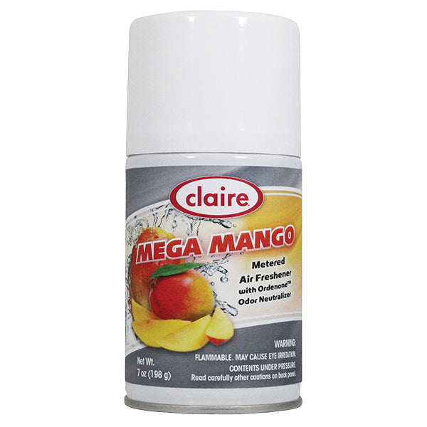 Claire® Fruit Fragrant Metered Air Freshener, 7 oz Aerosol, Mega Mango, 12/Case