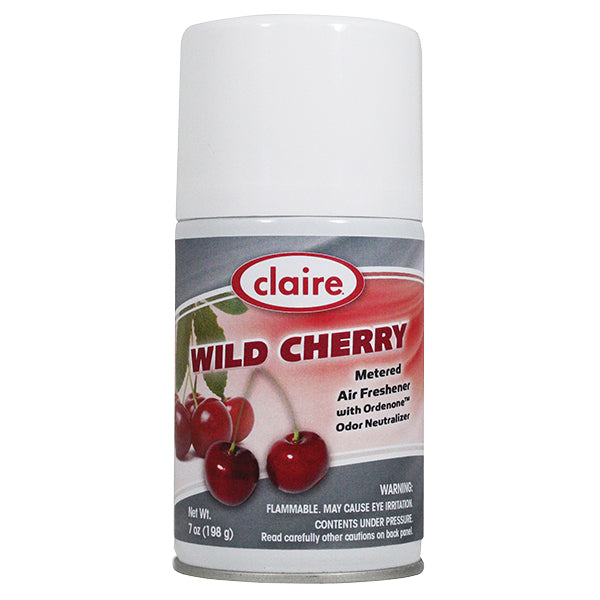 Claire® Fruit Fragrant Metered Air Freshener, 7 oz Aerosol, Wild Cherry, 12/Case