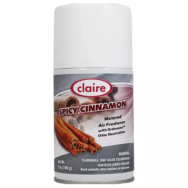 Claire® Spice Fragrant Metered Air Freshener, 7 oz Aerosol, Spicy Cinnamon, 12/Case