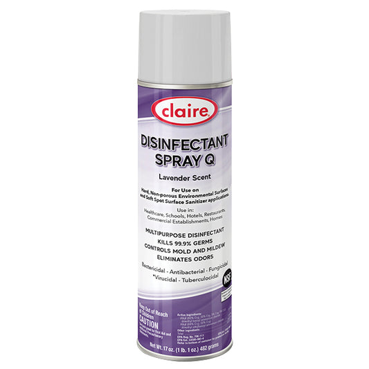 Claire® Disinfectant Spray Q, 17 oz Aerosol, Lavender, 12/Case
