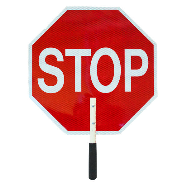 Stop/Slow Plastic Traffic Paddle, Reflective, 12" PVC Handle, 1/Each