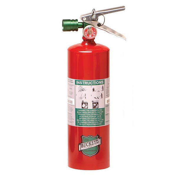 Buckeye 2.5 lb Halotron® I Fixed Nozzle Extinguisher w/ Aluminum Valve & Vehicle Bracket, 13 3/8"H x 5 5/8"W x 3 3/8"D, 2B:C, 1/Each