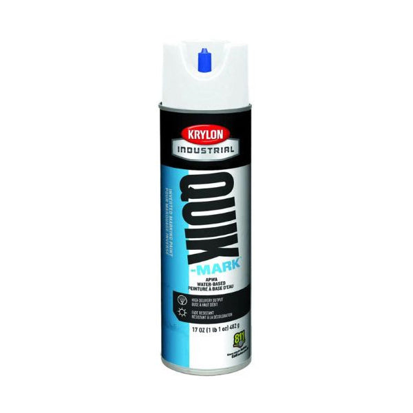 Krylon® Quik-Mark™ Inverted Marking Paint, Water Based, 20 oz Aerosol, APWA Brilliant White, 12/Case