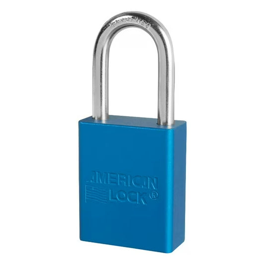 American Lock® 1100 Series Anodized Aluminum Safety Padlock, 1 1/2" Shackle, Blue, 1/Each