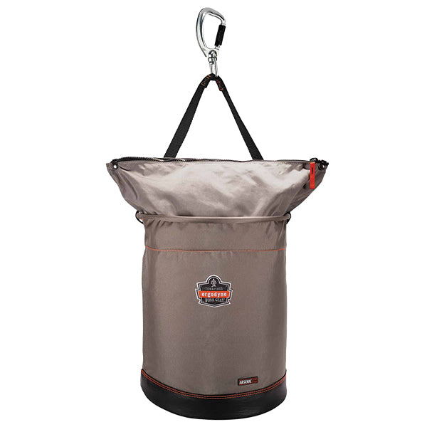 Ergodyne® Arsenal® 5976 Nylon Hoist Bucket Tool Bag w/ Swiveling Carabiner, 20"H x 16"Dia, Gray, 1/Each
