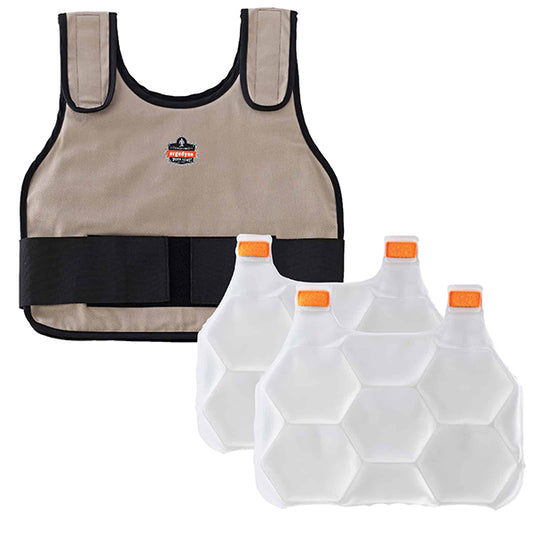 Ergodyne® Chill-Its® 6230 Phase Change Standard Cooling Vest, Small/Medium, Khaki, 1/Each