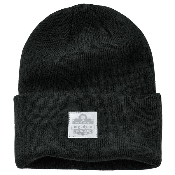 Ergodyne® N-Ferno® 6806 Cuffed Rib Knit Beanie Hat, Black, 1/Each
