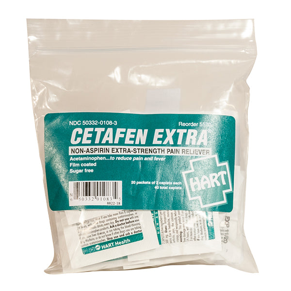 HART Health® Cetafen Extra® Extra Strength  Non-Aspirin Pain Reliever, 500 mg, 40/Bag
