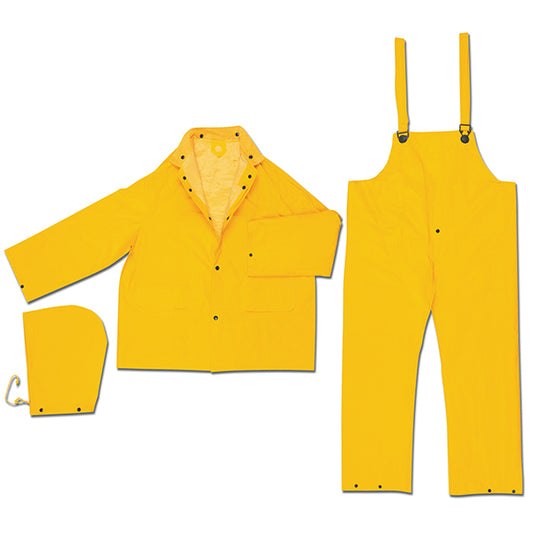 MCR Safety® Classic Plus 3-Piece Rain Suit, Large, Yellow, 1/Each