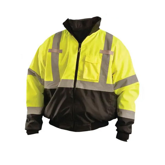 OccuNomix Class 3 Classic 3-Way Black Bottom Bomber Jacket, 2X-Large, Yellow/Black, 1/Each