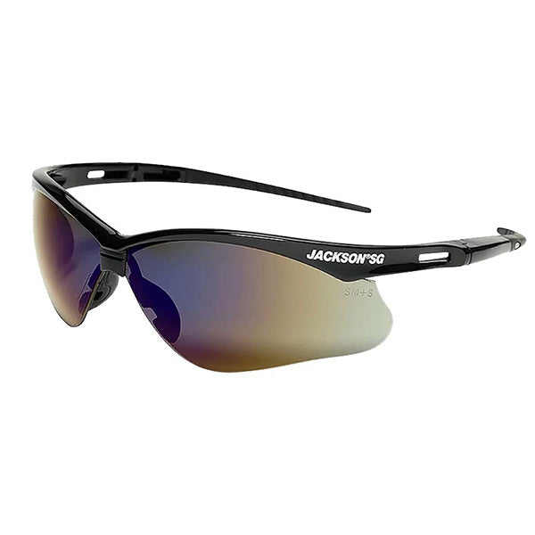 SureWerx™ Jackson® SG Safety Glasses, Black Frame w/ Blue Mirror Anti-Scratch Lens, 1/Each