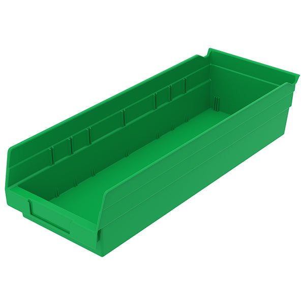 Akro-Mils® Shelf Bins, 17 7/8"L x 4"H x 6 5/8"W, Green, 1/Each