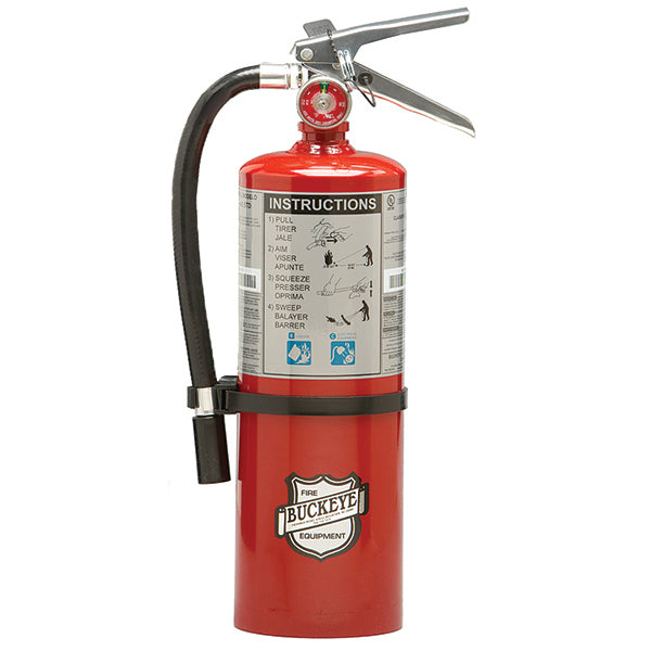Buckeye 10 lb BC Portable Fire Extinguisher w/ Aluminum Valve & Wall Mount, 21"H x 7 3/4"W x 5 1/8"D, 40B:C, 1/Each