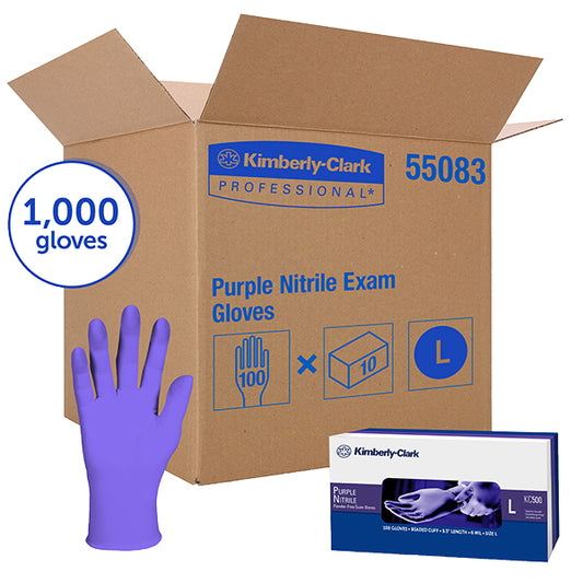 KleenGuard* Purple Nitrile Exam Gloves, Large, 10 Boxes/100 Each