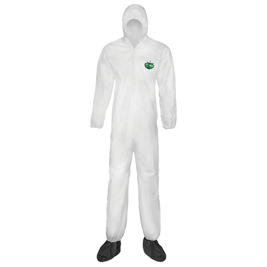 Lakeland MicroMax NS ANSI Pattern Coveralls w/ Elastic Wrists/Ankles, Hood, & Boots, Large, White, 25/Case