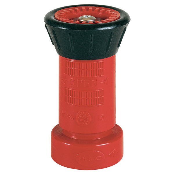 All-Fog Polycarbonate Fire Hose Nozzle, 1 1/2" NST, Fog/Shutoff, 78 gpm, Red