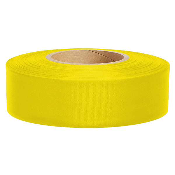 Presco Solid-Color Roll Flagging, PresGlo, Taffeta, 1 3/16" x 150', Yellow Glo, 12/Case