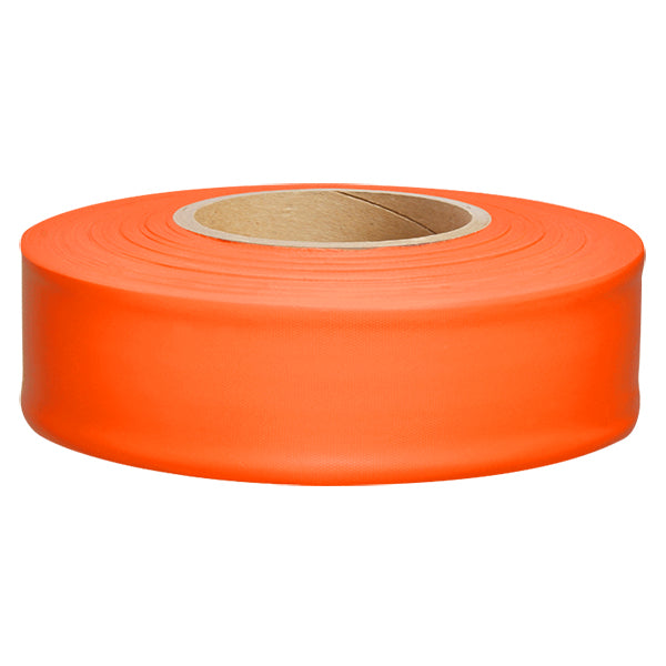 Presco Solid-Color Roll Flagging, PresGlo, Taffeta, 1" x 150', Orange, 10/Case