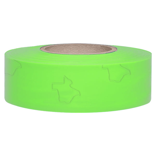Presco Solid-Color Roll Flagging, PresGlo, Texas, 1 3/16" x 150', Lime Glo, 12/Case