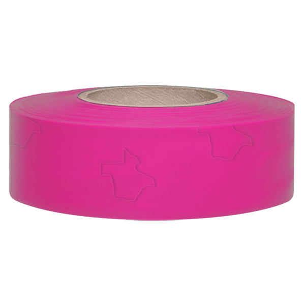 Presco Solid-Color Roll Flagging, PresGlo, Texas, 1 3/16" x 150', Pink Glo, 12/Case