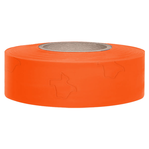 Presco Solid-Color Roll Flagging, PresGlo, Texas, 1" x 150', Orange Glo, 10/Case