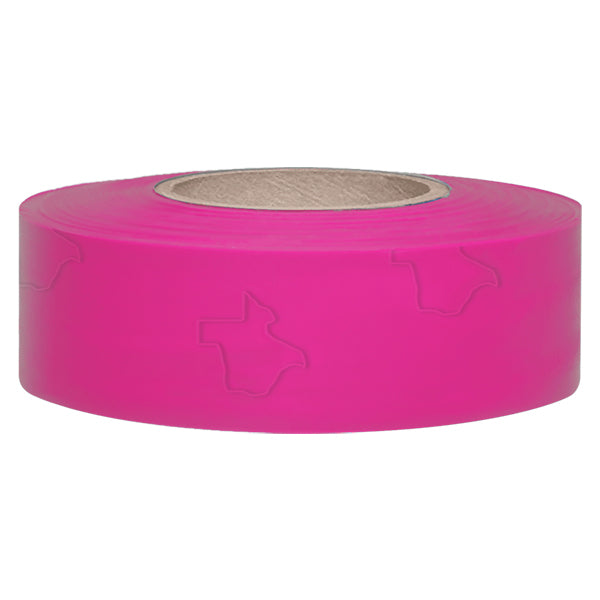 Presco Solid-Color Roll Flagging, PresGlo, Texas, 1" x 150', Pink Glo, 10/Case