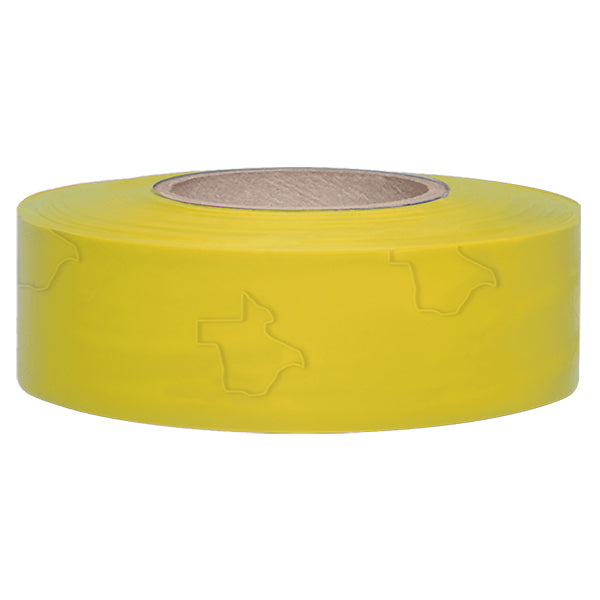 Presco Solid-Color Roll Flagging, Standard, Texas, 1 3/16" x 300', Yellow, 12/Case