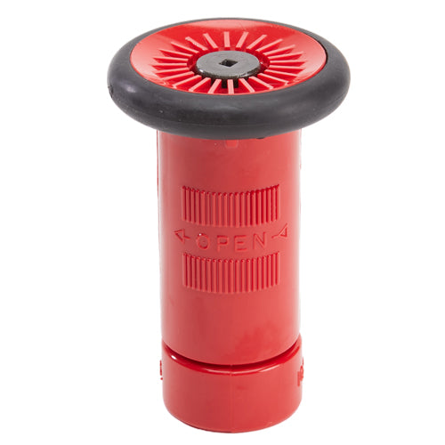 Adjustable Polycarbonate Fire Hose Nozzle, 1" NPSH, Fog/Stream/Shutoff, 30 gpm, Red