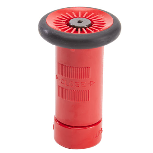 Adjustable Polycarbonate Fire Hose Nozzle, 1" NST, Fog/Stream/Shutoff, 30 gpm, Red
