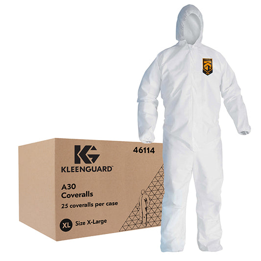 Kleenguard A30 Coveralls, Elastic Back, Wrists, Ankles and Hood