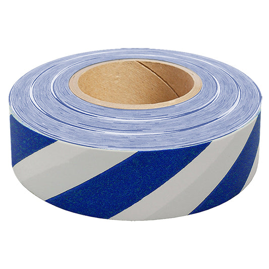 Presco Patterned Roll Flagging, Standard, 1 3/16" x 300', White/Blue, 12/Case