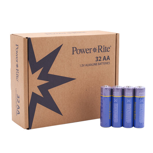 Power Rite® AA Alkaline Batteries, 32/Pkg