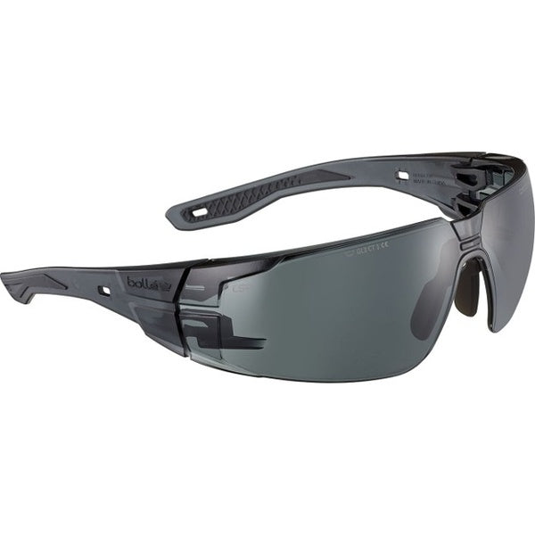 Bolle Safety Rush 2.0 Safety Glasses, Standard, Black/Gray Frame, Smoke Lens