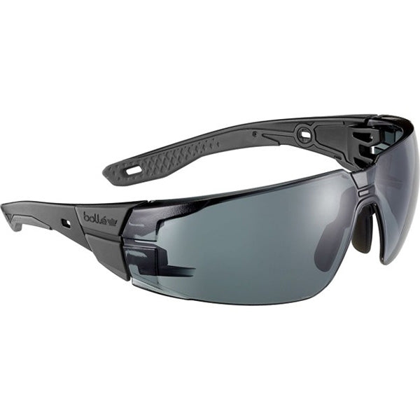 Bolle Safety Rush+ 2.0 Safety Glasses, Small, Black/Gray Frame, Smoke Lens