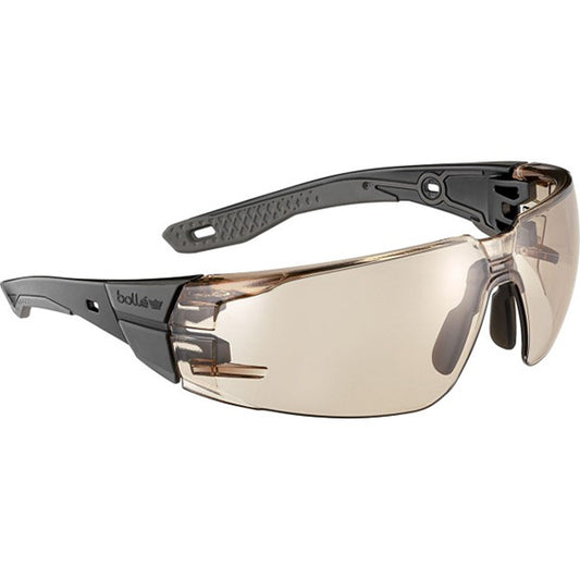 Bolle Safety Rush+ 2.0 Safety Glasses, Standard, Black/Gray Frame, Copper Lens