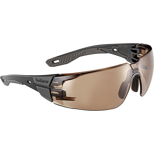 Bolle Safety Rush+ 2.0 Safety Glasses, Standard, Black/Gray Frame, Bronze Lens