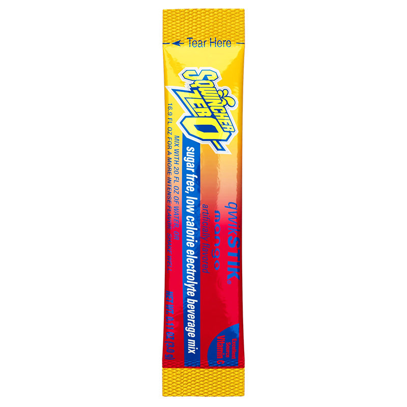 Sqwincher Qwik Stik Zero Dye-Free Electrolyte Drink Mix, Mango Flavor, 50/Bag