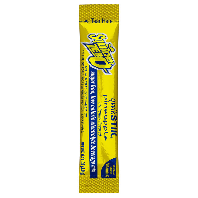 Sqwincher Qwik Stik Zero Dye-Free Electrolyte Drink Mix, Pineapple Flavor, 50/Bag