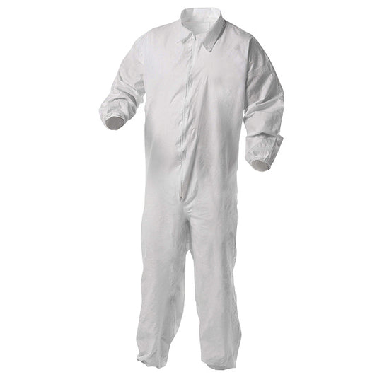 KleenGuard KGA35 Liquid & Particle Protection Coveralls, w/ Elastic Wrists & Ankles, Large, White, 25/Case