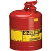 Justrite® Type I Safety Can, 5 gal, Red, 1/Each Justrite® Type I Safety Can, 5 gal, Red, 1/Each