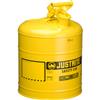 Justrite® Type I Safety Can, 5 gal, Yellow, 1/Each Justrite® Type I Safety Can, 5 gal, Yellow, 1/Each