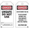 Brady® Lockout Tags, Danger: "Unsafe Do Not Use", Economy Polyester, 5 3/4" x 3", Red/Black/White, 25/Pkg Brady® Lockout Tags, Danger: "Unsafe Do Not Use", Economy Polyester, 5 3/4" x 3", Red/Black/White, 25/Pkg