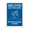 Brady® "Employees Must Wash Hands Before Returning to Work" Personal Hygiene Sign, Self-Sticking Polyester, Blue/White, 1/Each Brady® "Employees Must Wash Hands Before Returning to Work" Personal Hygiene Sign, Self-Sticking Polyester, Blue/White, 1/Each