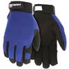 MCR Safety® Mechanics Clarino® Synthetic Leather Palm Gloves, ANSI Abrasion 3, Puncture 2, Contact Heat 2, Medium, Blue/Black, 1/Pair MCR Safety® Mechanics Clarino® Synthetic Leather Palm Gloves, ANSI Abrasion 3, Puncture 2, Contact Heat 2, Medium, Blue/Black, 1/Pair
