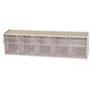 Akro-Mils® Tiltview® Bins Cabinet System, 5 Bin, 5 3/8"L x 6 1/2"H x 23 5/8"W, Clear/Stone, 1/Each Akro-Mils® Tiltview® Bins Cabinet System, 5 Bin, 5 3/8"L x 6 1/2"H x 23 5/8"W, Clear/Stone, 1/Each